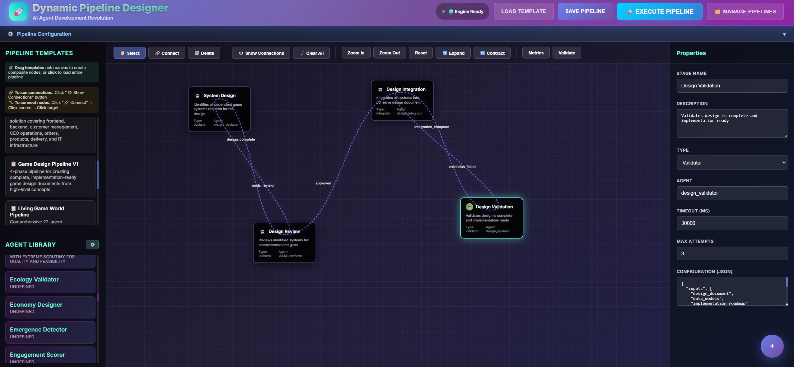 Full Screen Pipeline Designer